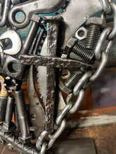 Load image into Gallery viewer, Christian Theme Pieces of the Heart reclaimed metals sculpture handcrafted welded metal art