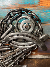 Load image into Gallery viewer, Christian Theme Pieces of the Heart reclaimed metals sculpture handcrafted welded art piece