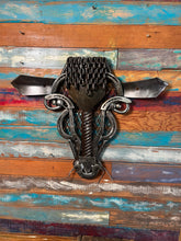 Load image into Gallery viewer, Cow head reclaimed metals scrap metal art handcrafted by Artist Tammy Lee