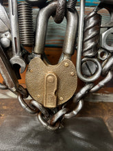 Load image into Gallery viewer, Christian Theme Pieces of the Heart reclaimed metals handcrafted welded metal art piece