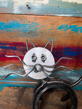 Load image into Gallery viewer, Horseshoe Cat repurposed art piece
