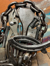 Load image into Gallery viewer, Christian theme Pieces of the Heart reclaimed metals welded sculpture handcrafted by Artist Tammy Lee

