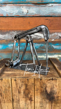 Load image into Gallery viewer, Oilfield Pump Jack desktop art piece repurposed reclaimed metals welded and handcrafted by Tammy Lee
