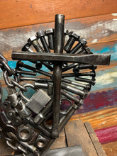 Load image into Gallery viewer, Christian theme Pieces of the Heart reclaimed metals welded sculpture artwork handcrafted by Artist Tammy Lee
