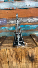 Load image into Gallery viewer, Oilfield Pump Jack desktop welded reclaimed metals art piece handcrafted by Tammy Lee
