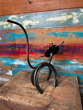 Load image into Gallery viewer, Horseshoe Cat repurposed art piece
