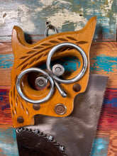 Load image into Gallery viewer, Handsaw owl reclaimed metals welded art handcrafted by Artist Tammy Lee
