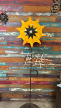 Load image into Gallery viewer, Garden Flower repurposed retired farm parts welded metal art handcrafted by Tammy Lee (LOCAL PICKUP ONLY)
