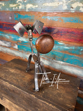 Load image into Gallery viewer, Junkyard Dog w/perky ears repurposed reclaimed metals art piece
