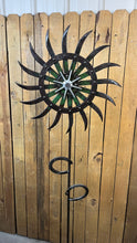 Load image into Gallery viewer, Garden Flower on stake repurposed farm parts welded metal art handcrafted by Tammy Lee (LOCAL PICKUP ONLY)
