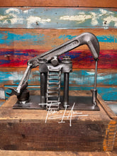 Load image into Gallery viewer, Oilfield Pump Jack - scrap metal desktop piece upcycled from retired and broken tools
