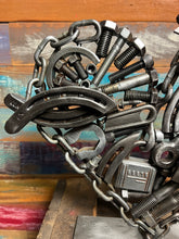 Load image into Gallery viewer, Christian theme Pieces of the Heart reclaimed metals welded art sculpture handcrafted by Artist Tammy Lee
