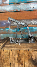 Load image into Gallery viewer, Oilfield Pump Jack desktop welded reclaimed metals art piece handcrafted by Tammy Lee
