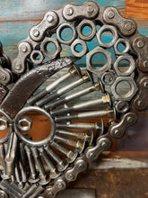 Load image into Gallery viewer, Owl Theme Pieces of the Heart reclaimed metals handcrafted welded metal art piece
