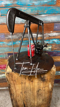 Load image into Gallery viewer, Large Oilfield Pump Jack upcycled art piece reclaimed metals (SHIPPING NOT AVAILABLE, MUST PICK UP)
