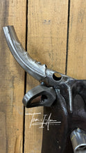 Load image into Gallery viewer, Longhorn Steer shovel head repurposed reclaimed metals art piece wall hanging
