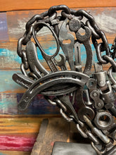 Load image into Gallery viewer, Christian theme Pieces of the Heart reclaimed metals welded sculpture artwork handcrafted by Artist Tammy Lee
