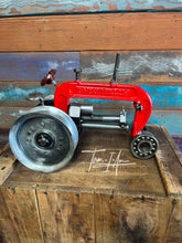 Load image into Gallery viewer, Red C-clamp Tractor repurposed reclaimed metals art piece for tractor enthusiast
