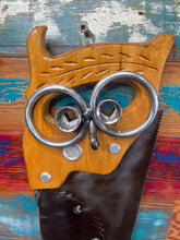 Load image into Gallery viewer, Handsaw Owl Metal Art wall hanging repurposed scrap metals
