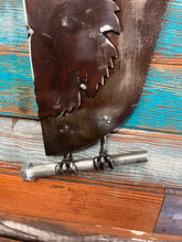 Load image into Gallery viewer, Handsaw Owl Metal Art wall hanging repurposed scrap metals
