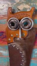 Load and play video in Gallery viewer, Handsaw owl reclaimed metals welded art handcrafted by Artist Tammy Lee
