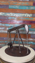Load and play video in Gallery viewer, Large Oilfield Pump Jack upcycled art piece reclaimed metals (SHIPPING NOT AVAILABLE, MUST PICK UP)
